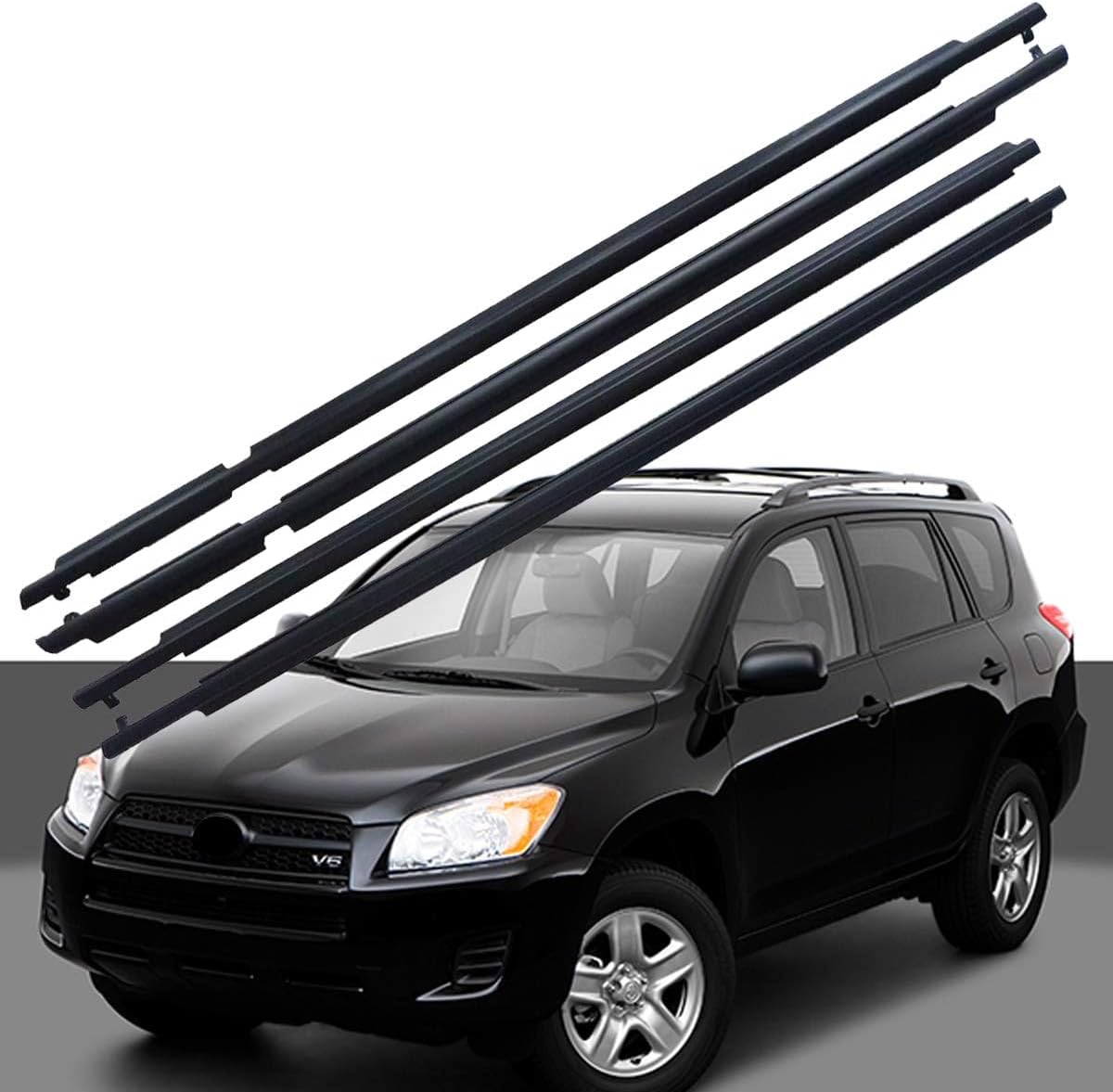 Window Moulding Trim Seal Belt Fit for Toyota RAV4 2009-2012 Weatherstrip Window Outside Weatherproof Seal Front Rear Left Driver & Right Passenger Side, 4Pcs