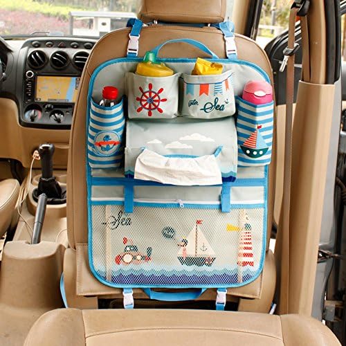 Cute Cartoon Portable Car Seat Back Storage Bag Organizer Pockets Seat Back Protector for Kids