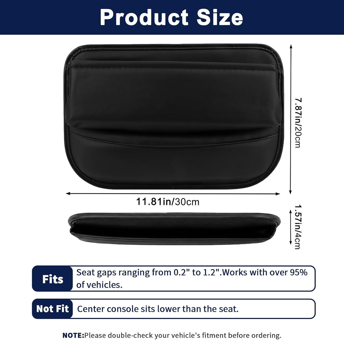 Car Seat Gap Filler Organizer, Premium Leather Console Side Storage Box