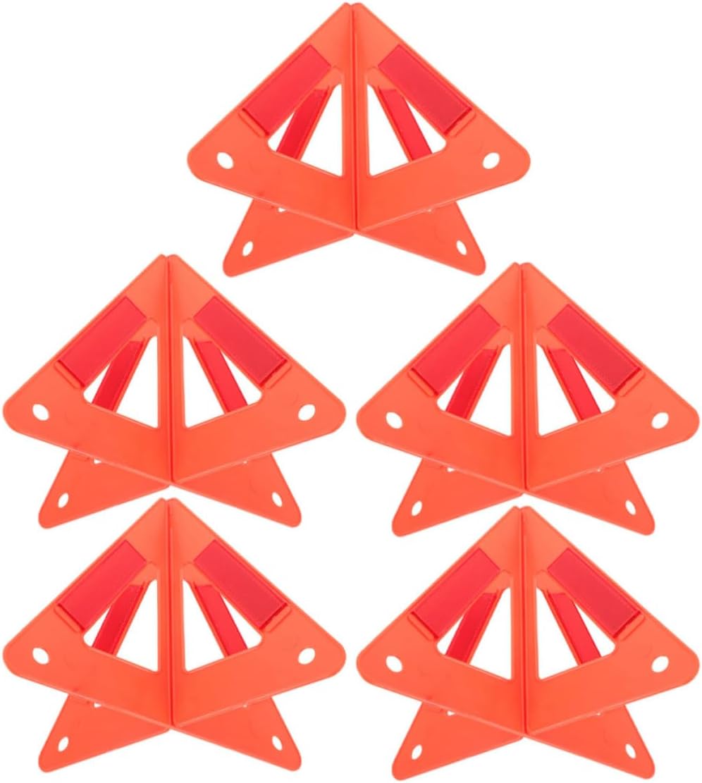 5pcs Car Triangle Warning Sign, High Reflective Red Plastic