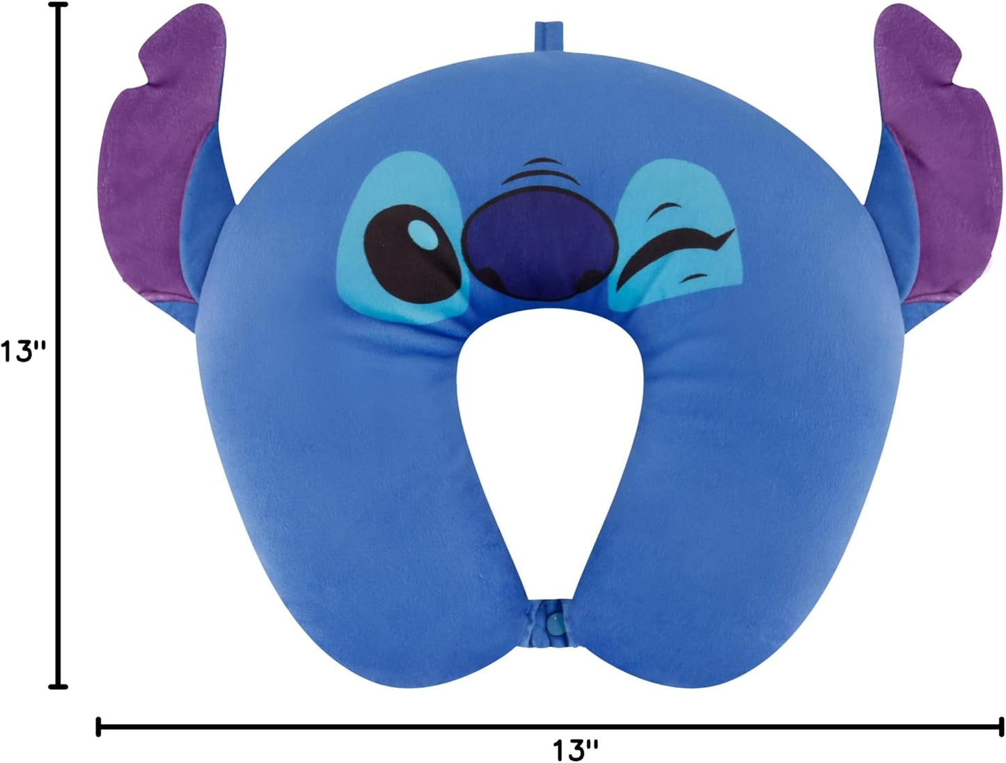 Disney Stitch Neck Pillow, Adult Travel Accessories with 3D Ears for Airplane, Car and Office Comfortable and Breathable, Blue