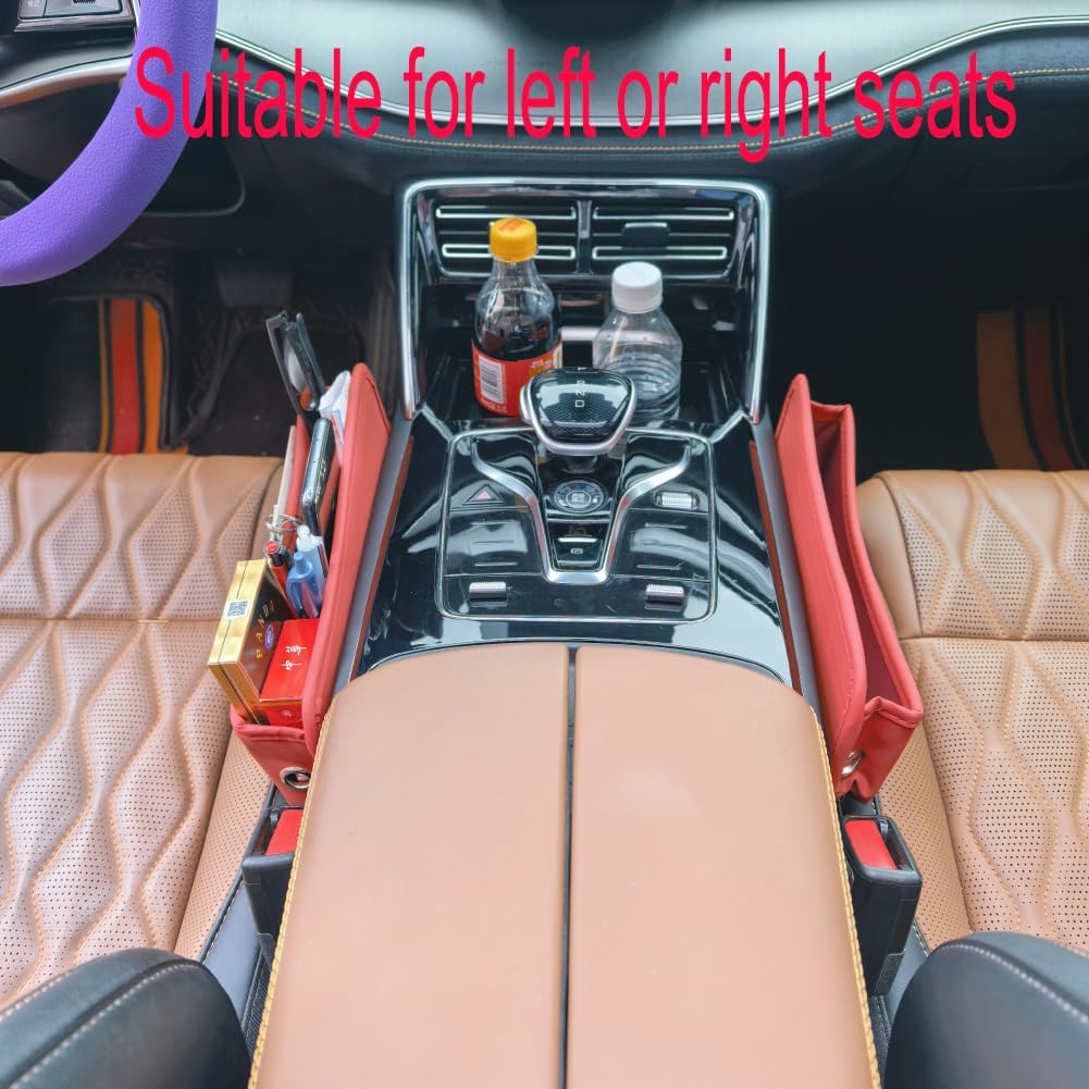 Seat Gap Organizer Car Seat Console Organizer Front Seat Side Storage Bag Center Console Side Pocket Car Seat Crevice Storage Seat Gap Filler Between Seat Storage Pouch（Red）