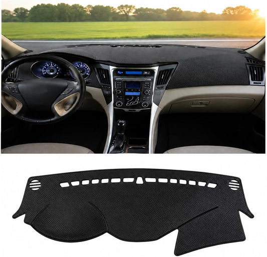 Dash Cover Compatible with Hyundai Sonata 2011 2012 2013 2014, Carbon Fiber Leather Dashboard Cover Sun Protection Mat