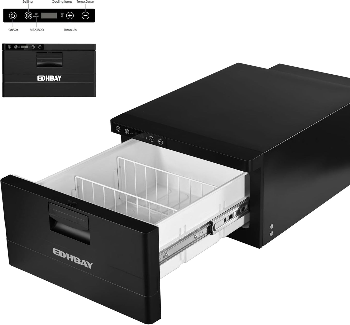 RV Car Protable Refrigerator 12V 24V 34 Quart 32L Drawer Freezer for Truck Van RV Camper SUV Boat Travel Camping Road Trips Tailgating -4℉~50℉