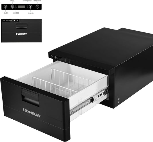 RV Car Protable Refrigerator 12V 24V 34 Quart 32L Drawer Freezer for Truck Van RV Camper SUV Boat Travel Camping Road Trips Tailgating -4℉~50℉