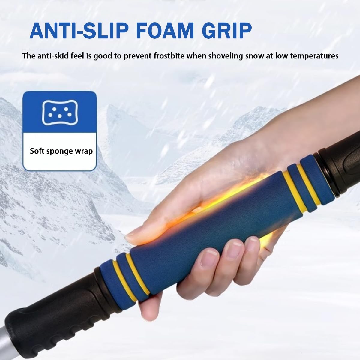 Extendable Snow Brush & Ice Scraper for Car Windshield – 25" to 31.5" Telescoping Handle, Scratch-Free Bristles, Foam Grip, for Cars, Trucks & SUVs (Blue)