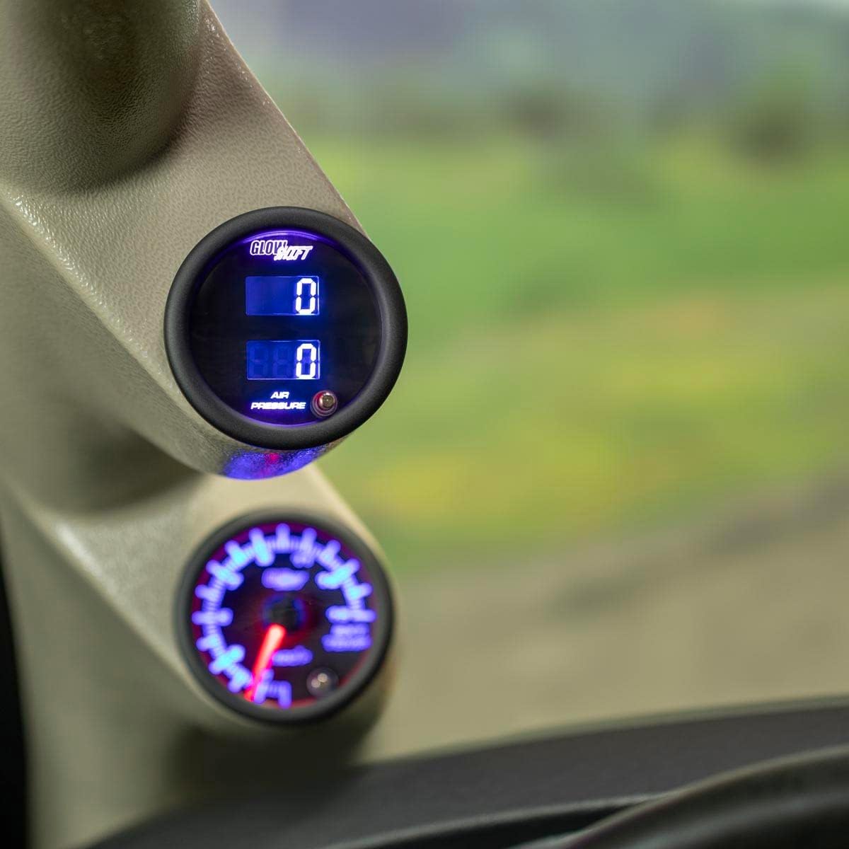 GlowShift Tinted 7 Color 220 PSI Dual Digital Air Pressure Gauge Kit
