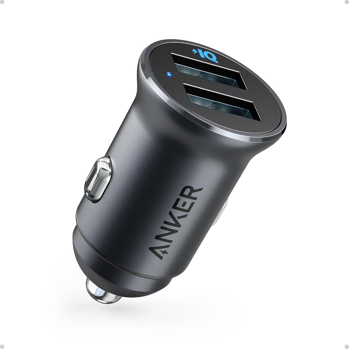 Anker 320 24W Dual-USB Mini Aluminum Car Charger with Blue LED