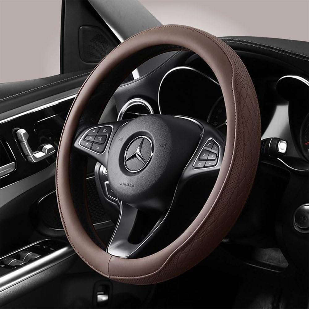 Burgundy Steering Wheel Cover, Premium Perforated Synthetic Leather with Odorless Rubber Inner, Non-Slip Universal Fit for Sporty and Luxury Car Interiors (Burgundy)