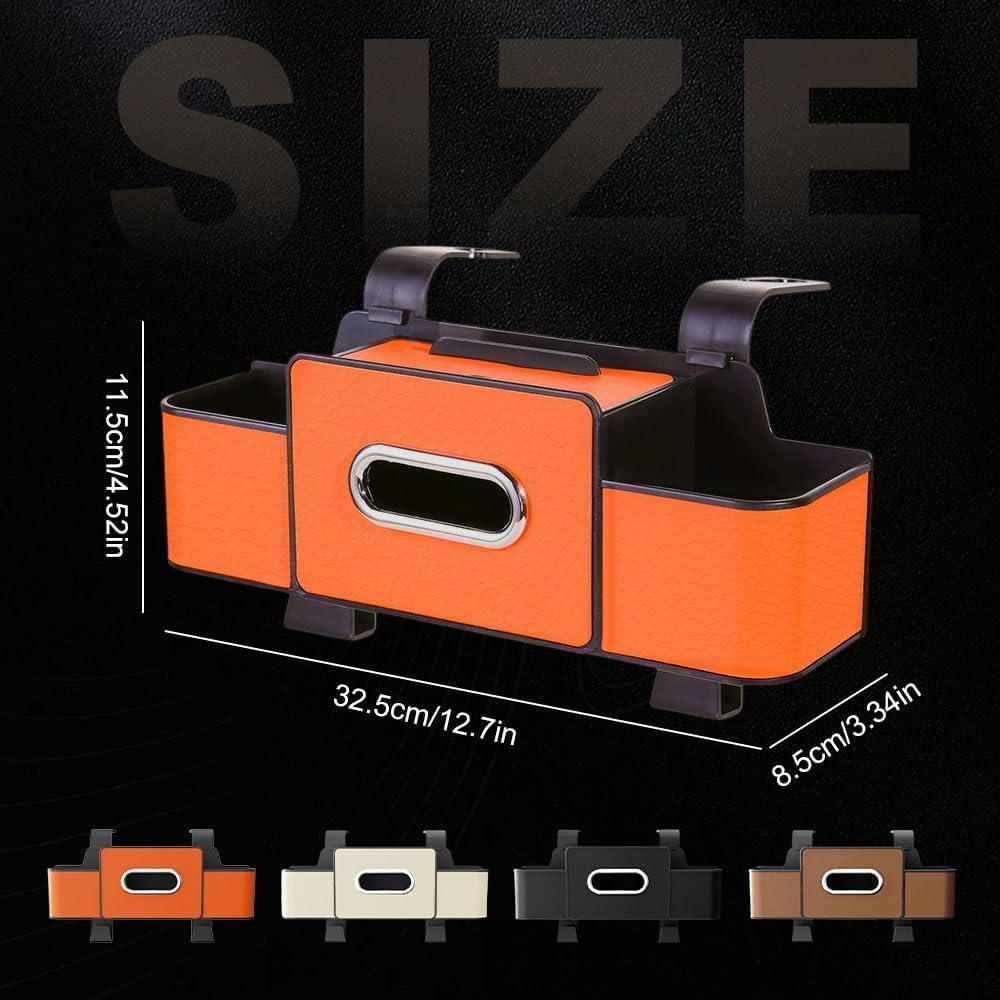 3-in-1 Backseat Car Organizer with Dual Cup Holders,Tissue Box & Phone Holder, 2026 Upgraded Car Seat Back Storage Box,Multifunctional Waterproof Storage for Daily Driving & Travel,Brown