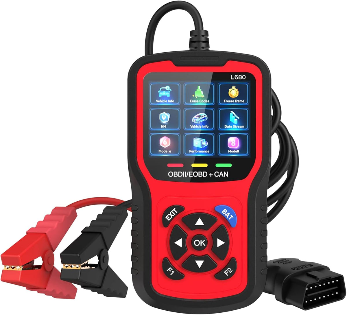2-in-1 OBD2 Scanner with Battery Tester: 1S Read & Clear Check Engine Codes + Test Battery in 3 Mins - DIY Car Diagnostic Tool with Cold Cranking Amps for Pre-Trip Safety on 1996+ Vehicles