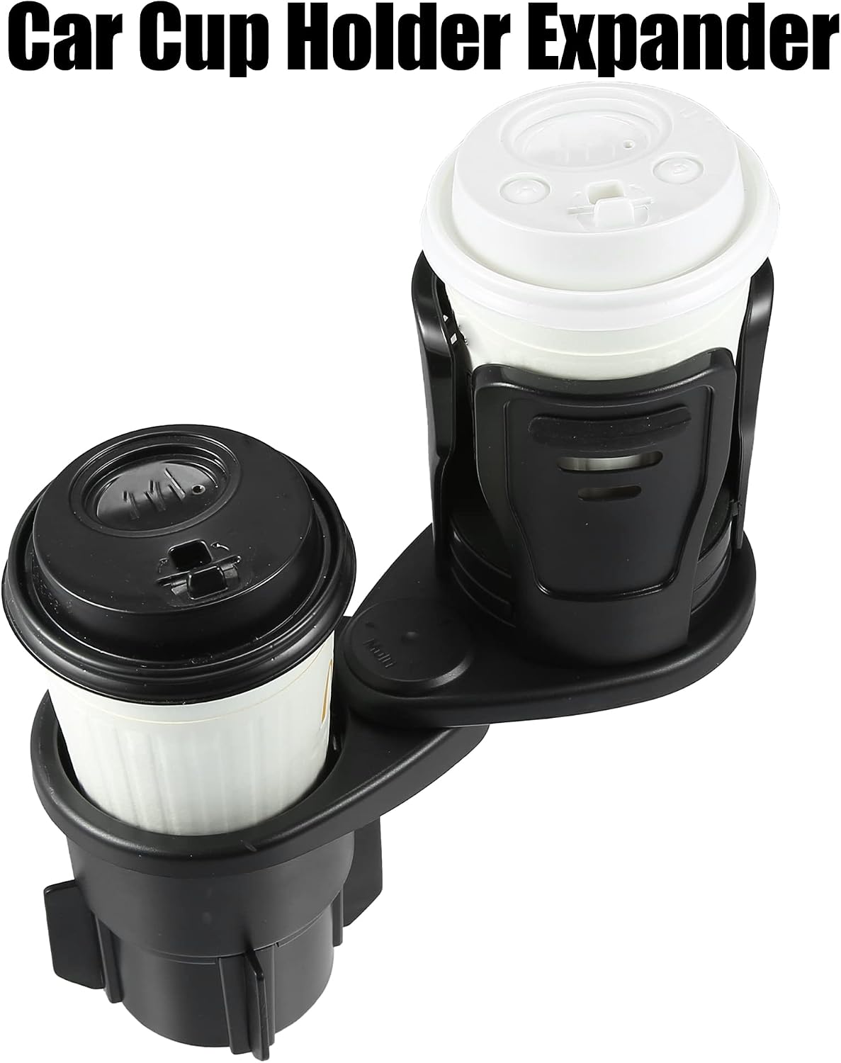 X AUTOHAUX Car Cup Holder Expander 2-in-1 Multifunction Car Drink Extender Adapter with Adjustable Base for Water Coffee Cups Beverage Cans Black