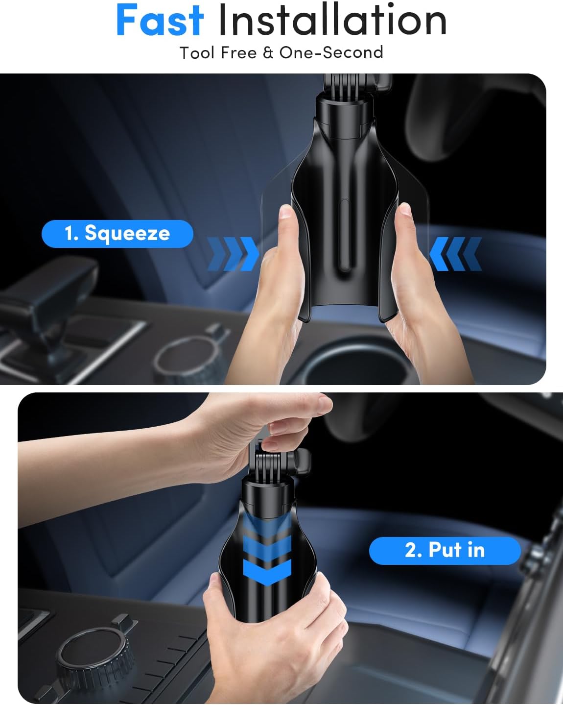 ELWEY Cup Holder Phone Holder for Magsafe, Car Phone Holder Magnetic, Upgraded 2 in 1 Cup Holder Phone Mount with Dual Adjustable Bases, Powerful N55 Magnet, 15" Height, for iPhone 17 Pro Max 16 15