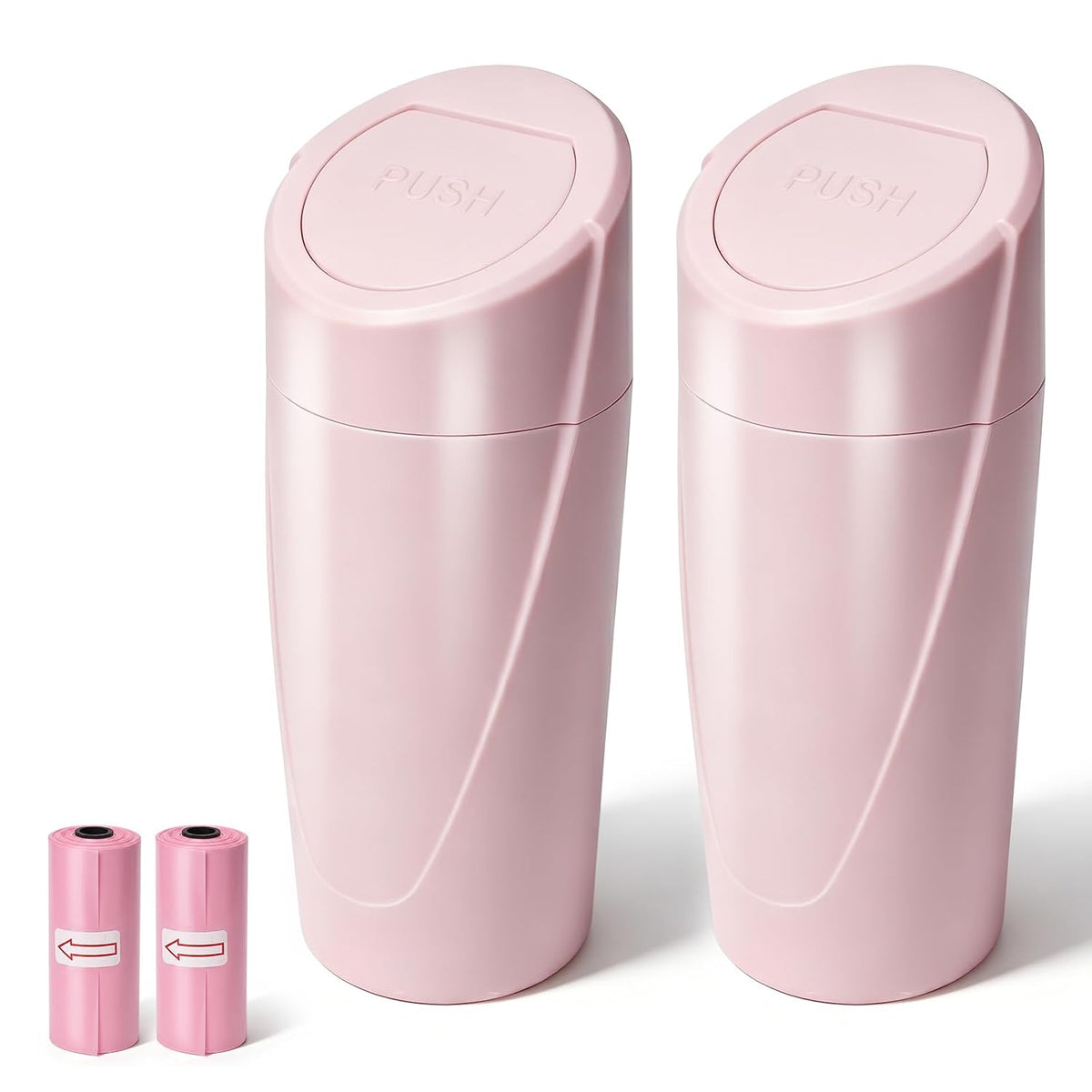 Car Trash Can, 2 Pack Leakproof Mini Garbage Bin with Lid, 40 Bags