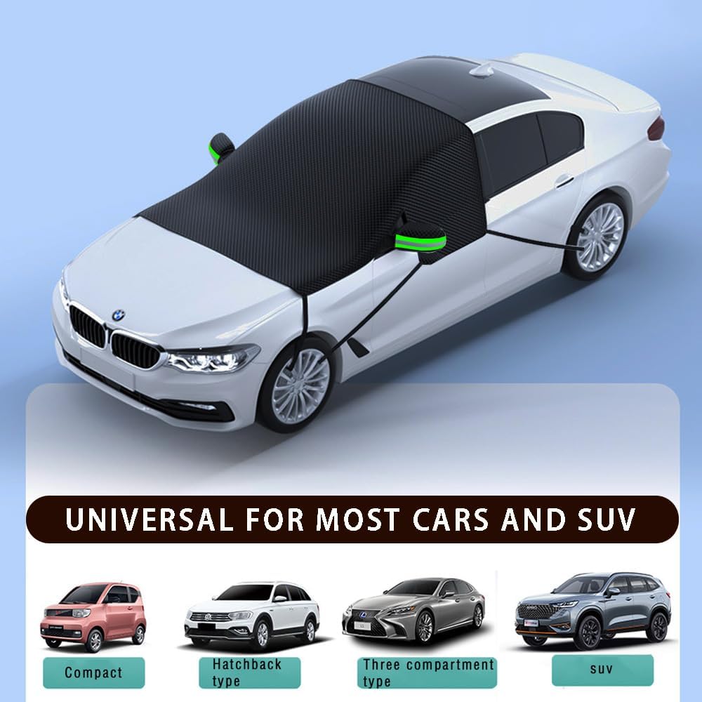 Large Car Windshield Cover for Ice and Snow,Automotive Windshield Snow Covers with Side Window & Rearview Mirror Protector,Winter Magnetic Windshield Frost Cover,Universal for Most Vehicle,Car,SUV