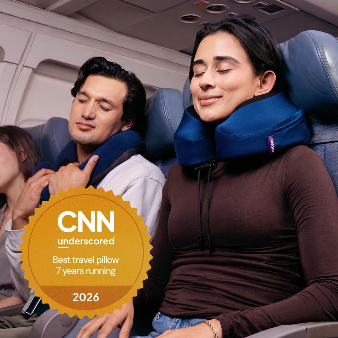 Cabeau Evolution S3 Travel Pillow - Memory Foam Neck Pillow for Airplane and Long Flights with Seat Straps for Head and Neck Support, 360 Degree Support (Steel Grey)