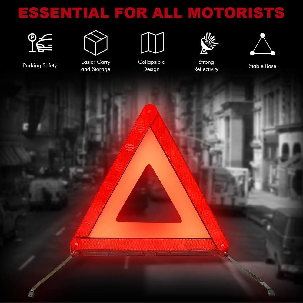 PGM Warning Triangle Reflective Kit, 3 Pack, DOT Approved Emergency Road Safety Signs with Storage Case