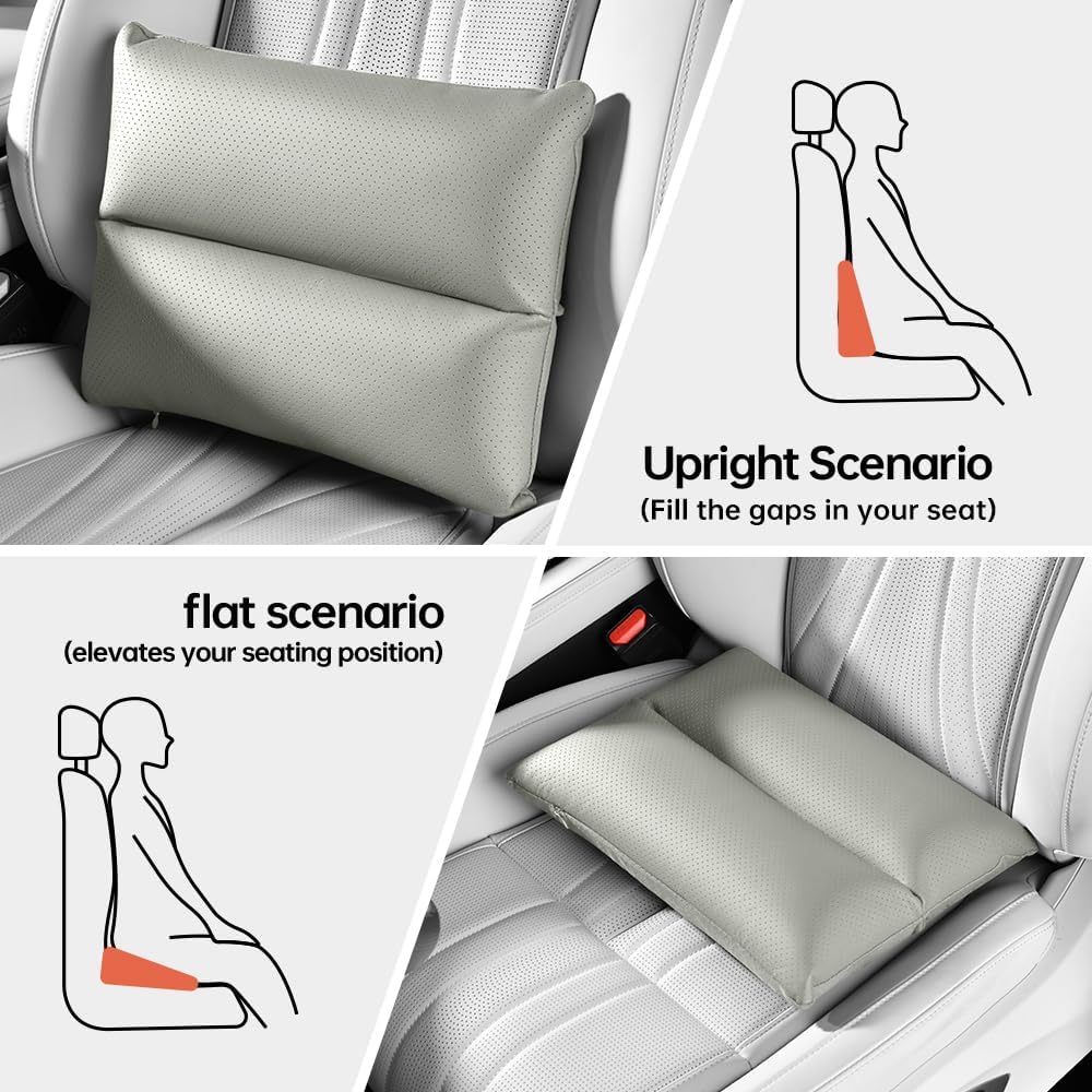 Lumbar Pillow for car, Back Cushion for Driving, Back Support, Lumbar Support, Improve Driving Comfort, Faux Leather, Sturdy and Durable, Non-deformable, Long Lasting Use 1P