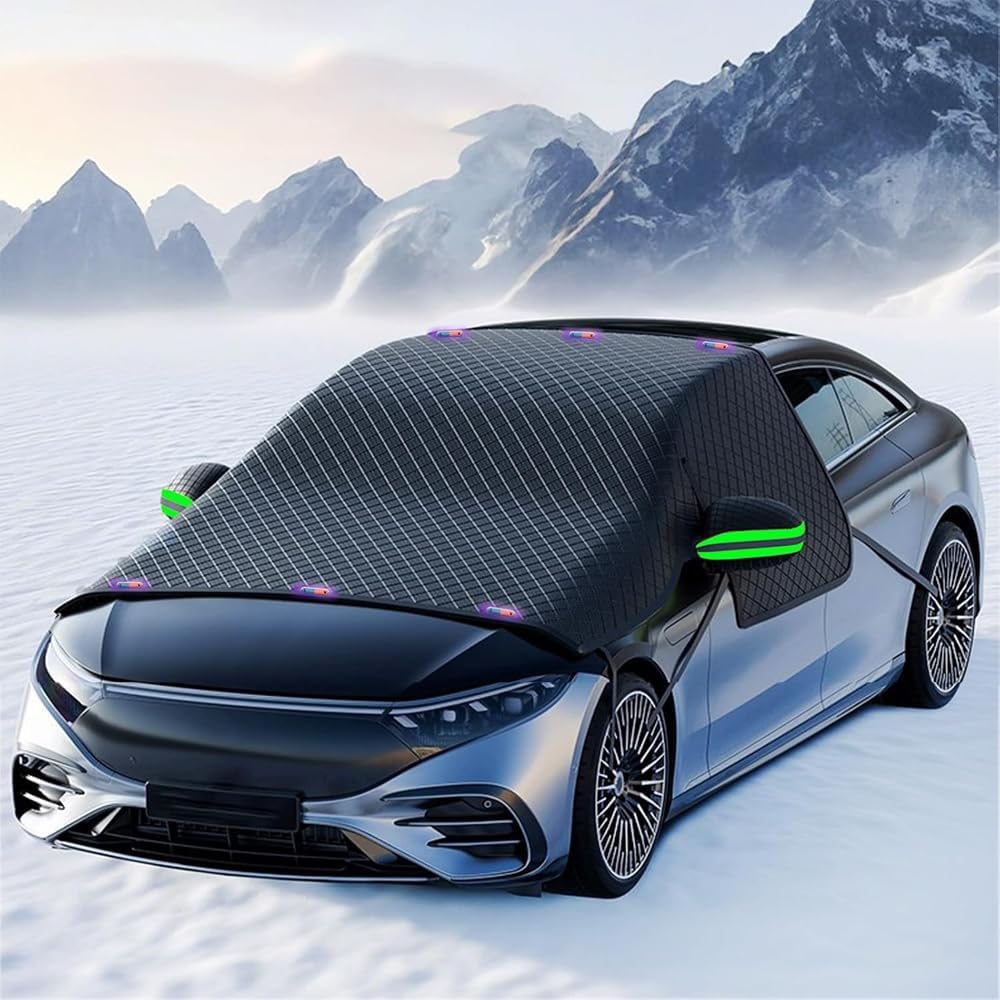Windshield Snow Cover, Car Windshield Cover for Ice and Snow, Automotive Large Magnetic Windshield Frost Cover with Side Window and Mirror Protector in Winter, Suitable for Most Vehicle,Sedan,SUV