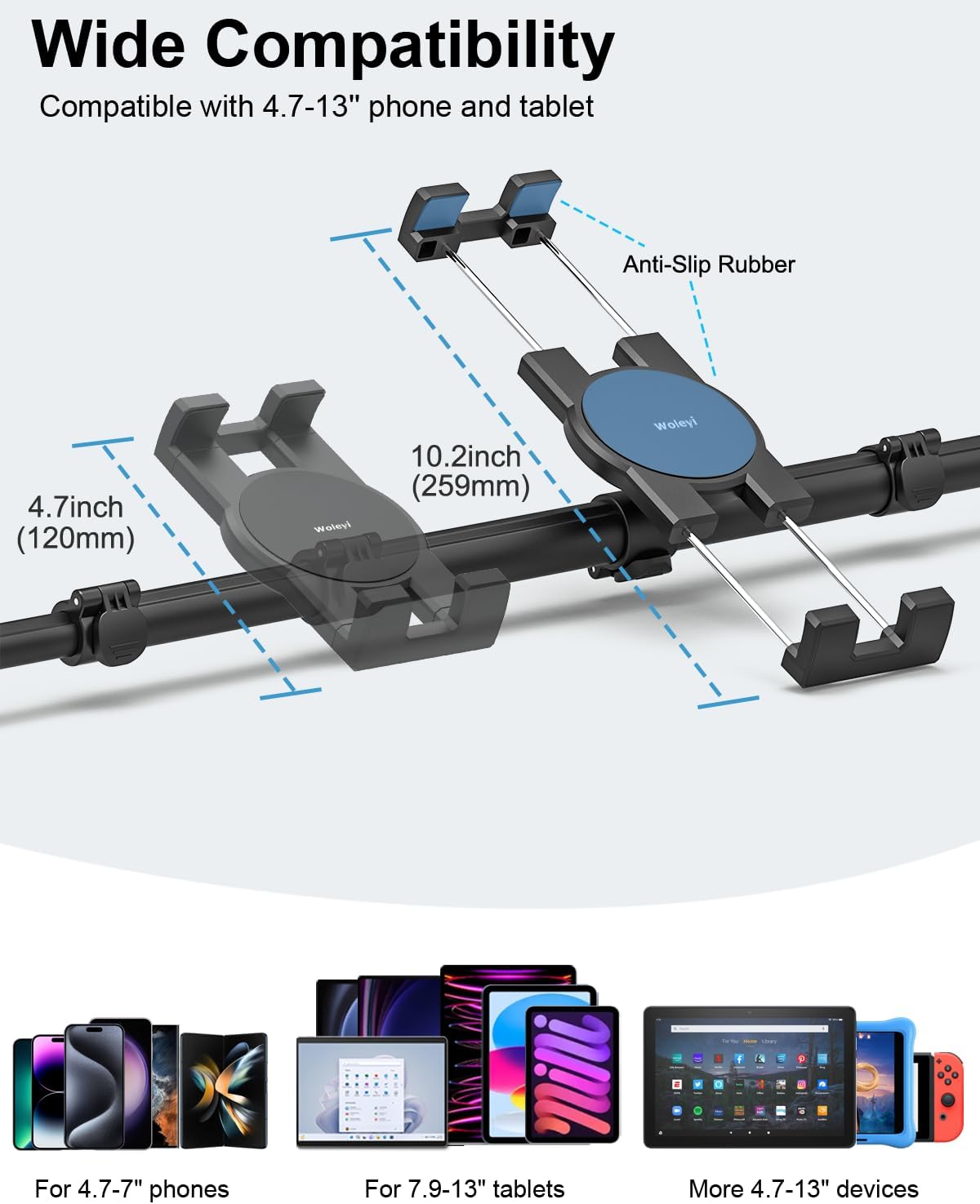 Car Tablet Headrest Holder for iPad - Car Back Seat Headrest Tablet Mount Stand, Road Trip Essentials for Kids, for iPad Pro Air Mini, Galaxy Tabs, Kindle Fire HD, Switch, iPhone, 4-13" Devices