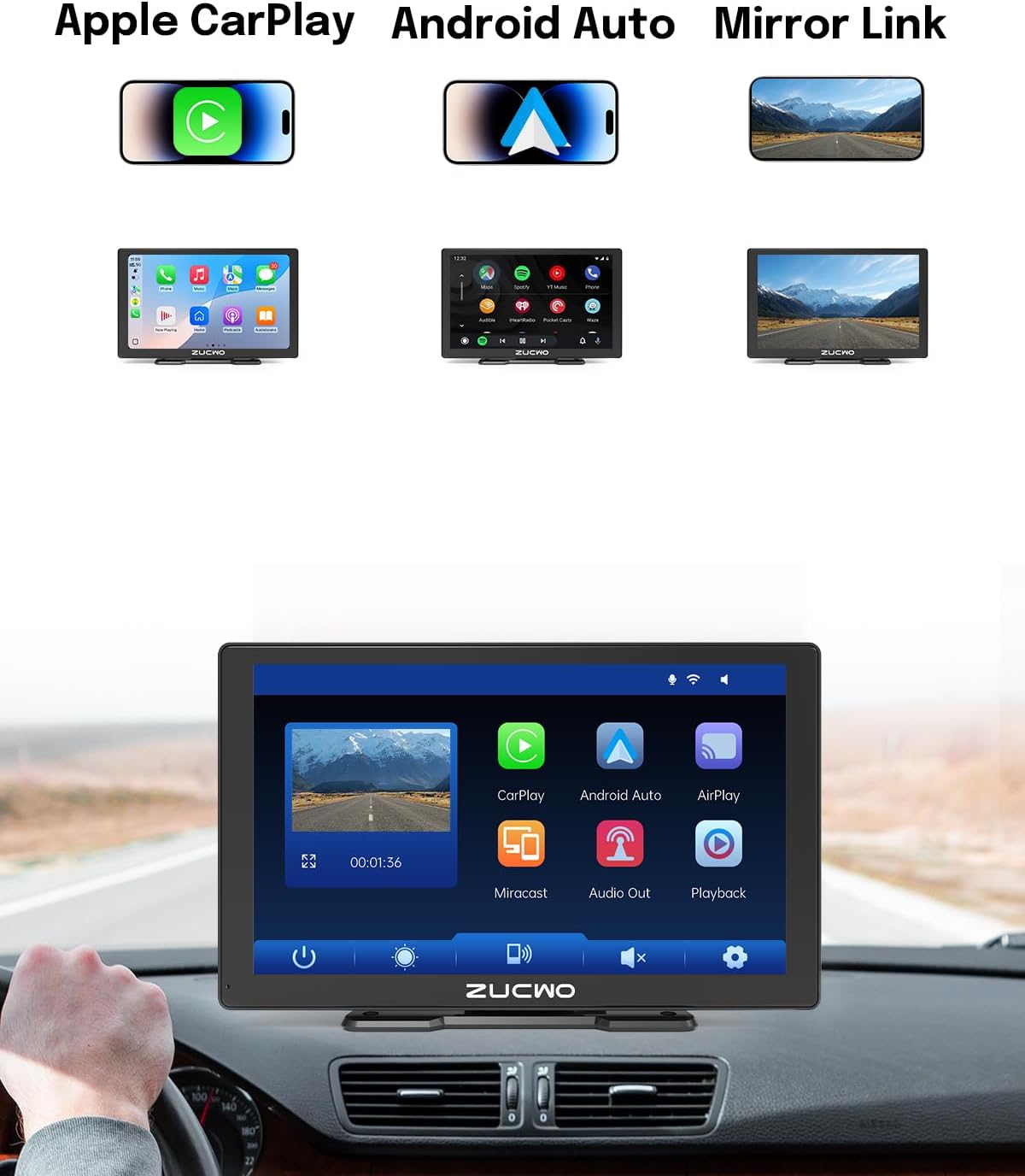 9 Inch Wireless CarPlay Screen for Car, CarPlay & Android Auto Touch Screen Car with Backup Camera, Bluetooth, Navigation, Mirror Link Voice Control