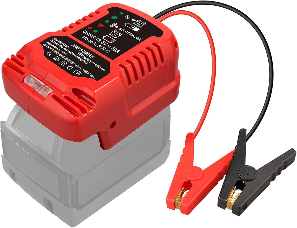 Jump Starter Adapter for Milwaukee M18 Battery, 12V Portable Car Jump Cables, Automotive Booster Cable Adapter, Jump Starting Dead or Weak Batteries, Engine up to 3.5 Liters (NO Battery)