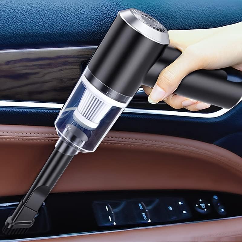 KIUIOPNE Portable Car Vacuum Cleaner, Rechargeable Handheld Automotive Vacuum Cleaner for Car Wireless Dust Catcher Cyclone Suction (Black)