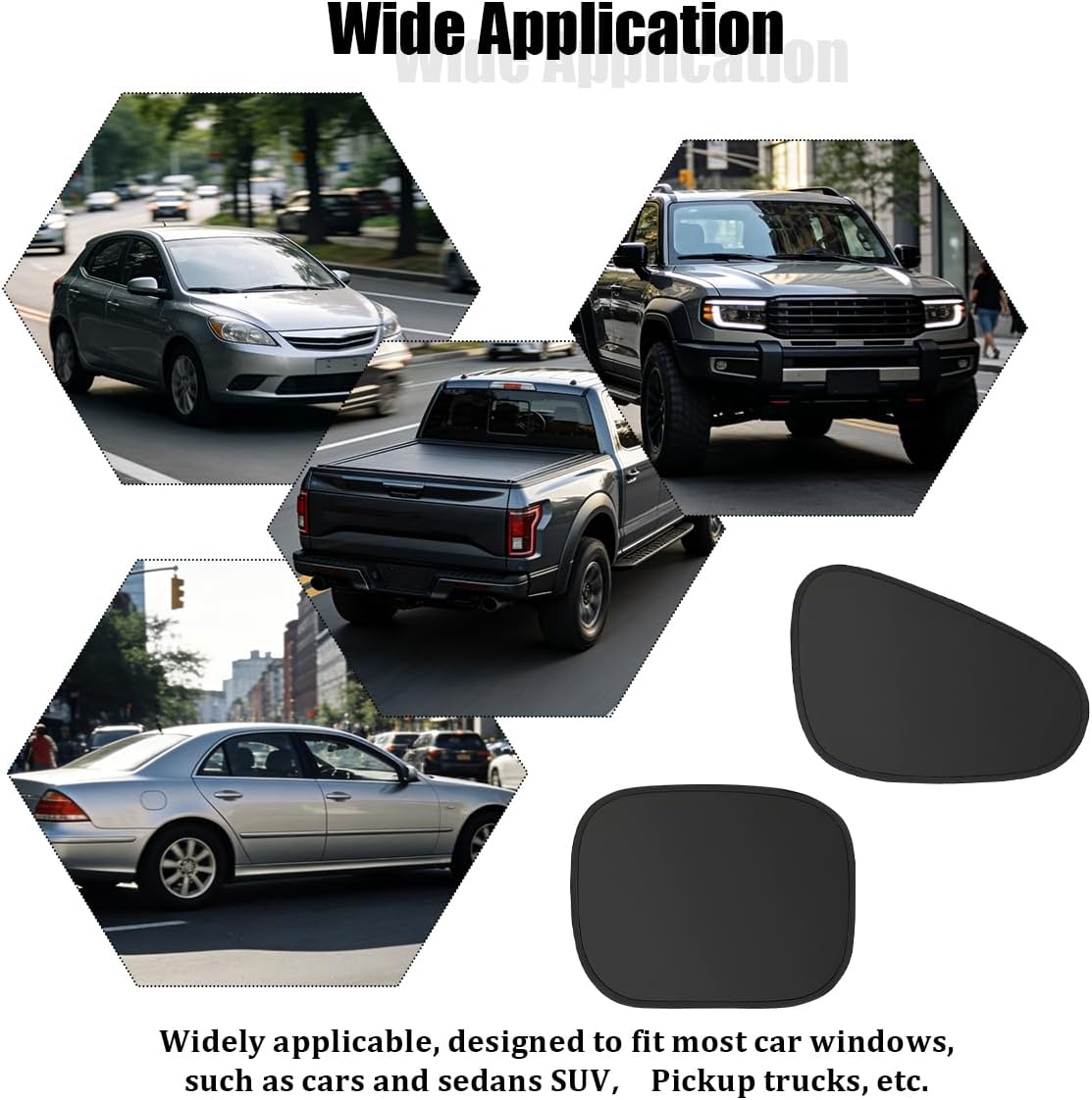 4PCS Car Window Shade, Static Suction Front Rear Side Window Sun Shield Block UV Rays & Heat Glare, Foldable Auto Sunshade Cover for Baby Sleeping, Universal for SUV Van Truck