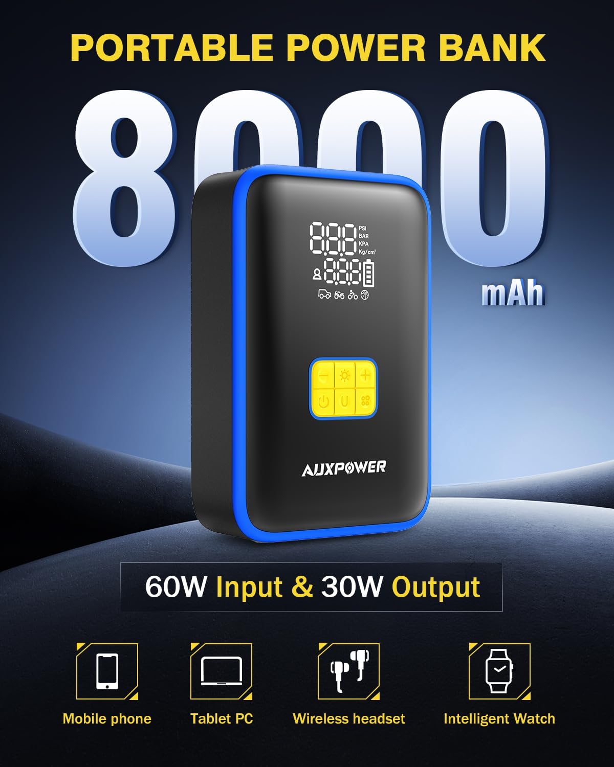 Auxpower 3000A Portable Car Jump Starter with 150PSI Tire Inflator