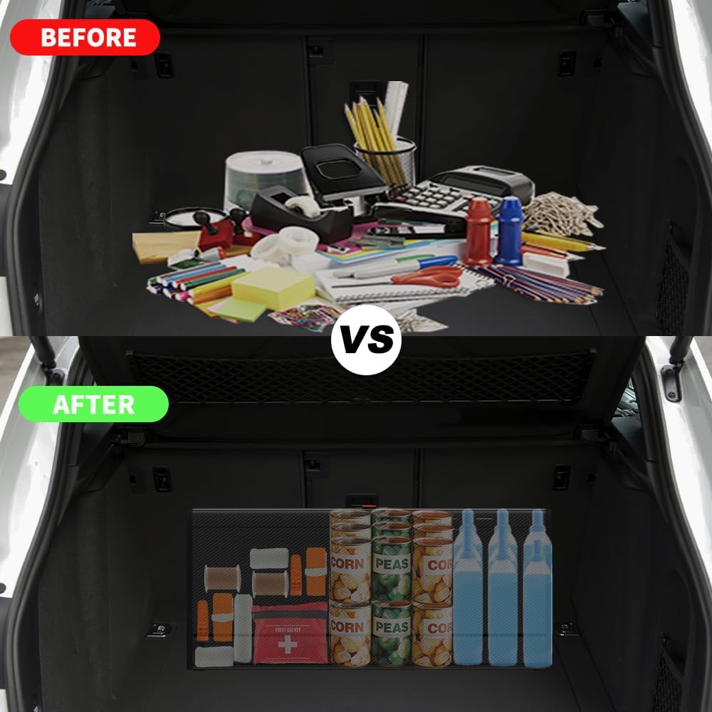 Trunk Organizers, Car Organizers, Storage Solutions, and Car Storage Organizers for SUVs, Sedans, Back Seats, and Luxury Vehicles with Lid, Leather, Small, Large (Carbon Fiber, XXL)