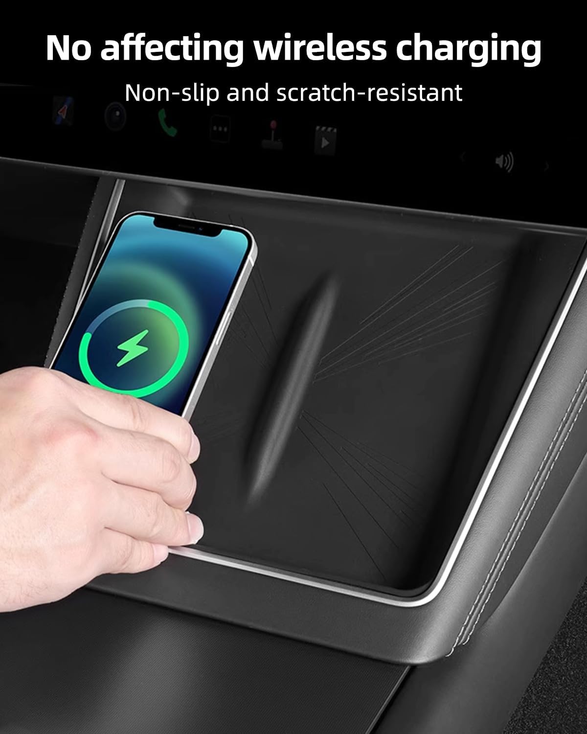 Model Y Juniper Centre Control Wireless Charging Mat，Center Console Wireless Charger Pad Compatible with Tesla Model Y 2024 2025 2026