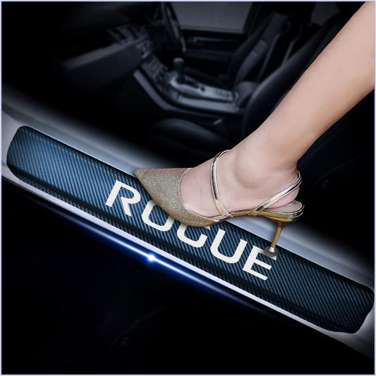 4Pcs Car Door Sill Protector for Nissan Rogue, Carbon Fiber Anti-Scratch Guard for Nissan Rogue Accessories - Self-Adhesive Car Door & Sill Protector -White