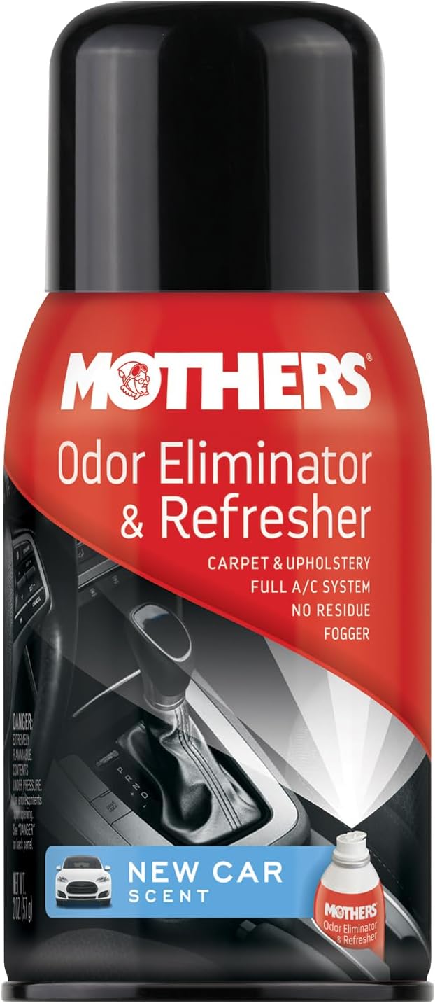 Mothers Odor Eliminator & Refresher, New Car Scent, 2 oz. Aerosol (06811) | Whole-Car Fogger Neutralizes Smoke, Pet, Food & Mildew Odors with CMM® Technology, Freshens Cabin & Vent Ducts