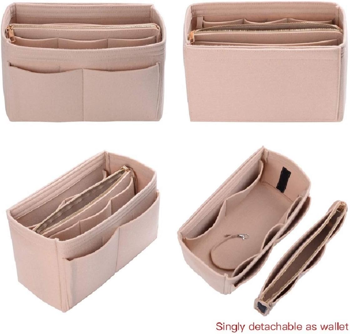 ZTUJO Purse Organizer Insert, Felt Bag Organizer with Metal Zipper, Handbag & Tote Shaper, For Speedy Neverfull Tote, 7 Sizes