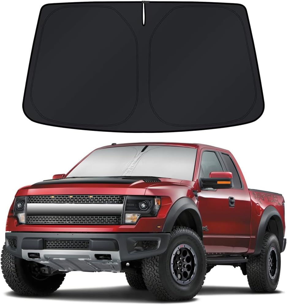Car Sun Shade for 2009-2014 Ford F150 Accessories Windshield Sunshade Cover Front Window Shade Custom Fit F150Sun Visor Protector Foldable Blocks UV Rays