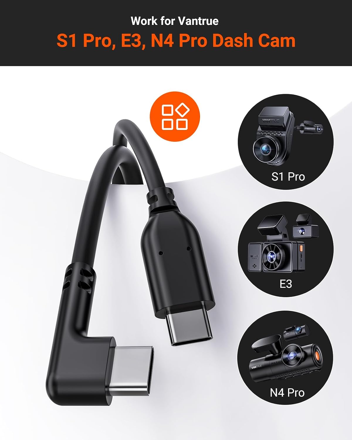 VANTRUE 29.5ft Rear Camera Extensive Cable for N4 Pro S,N4S,S1 Pro(Max)
