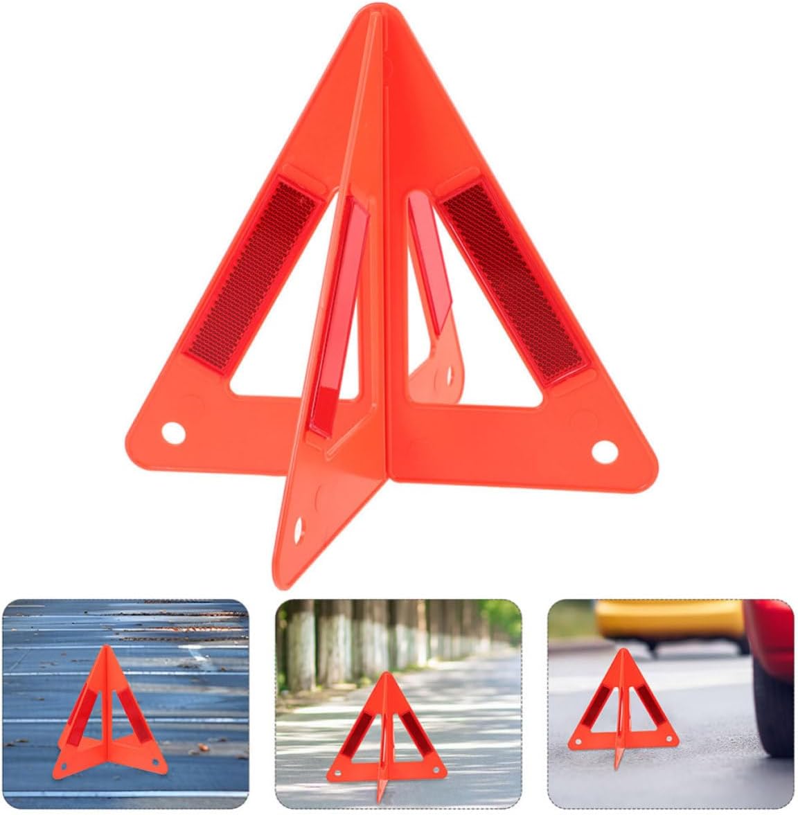 4pcs Red Plastic Emergency Roadside Safety Triangle Sign