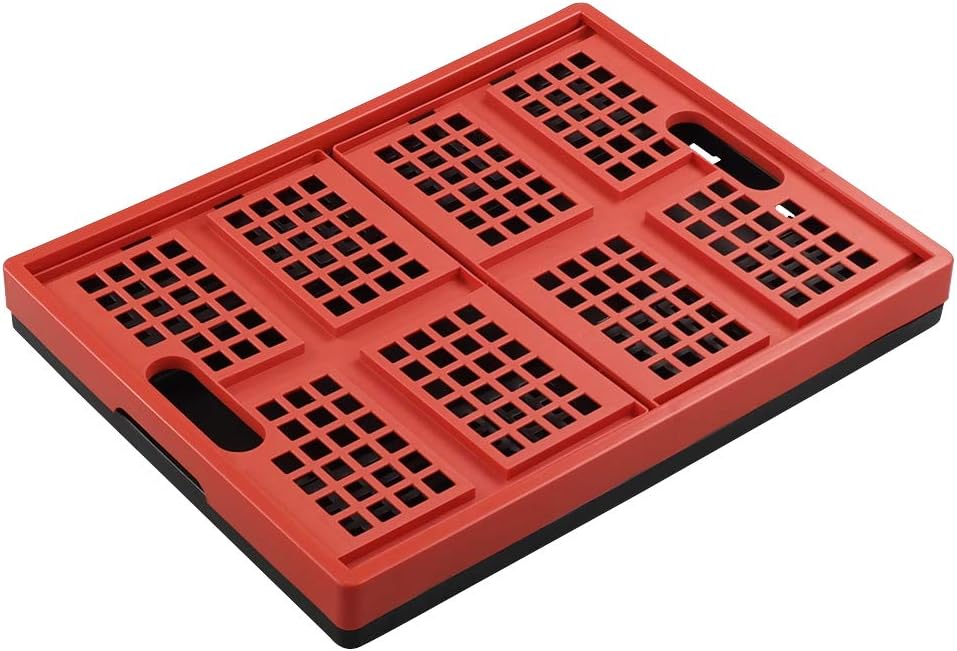 Hespama 35 QT Plastic Folding Milk Crates, Collapsible Storage Bins, 2 Pack