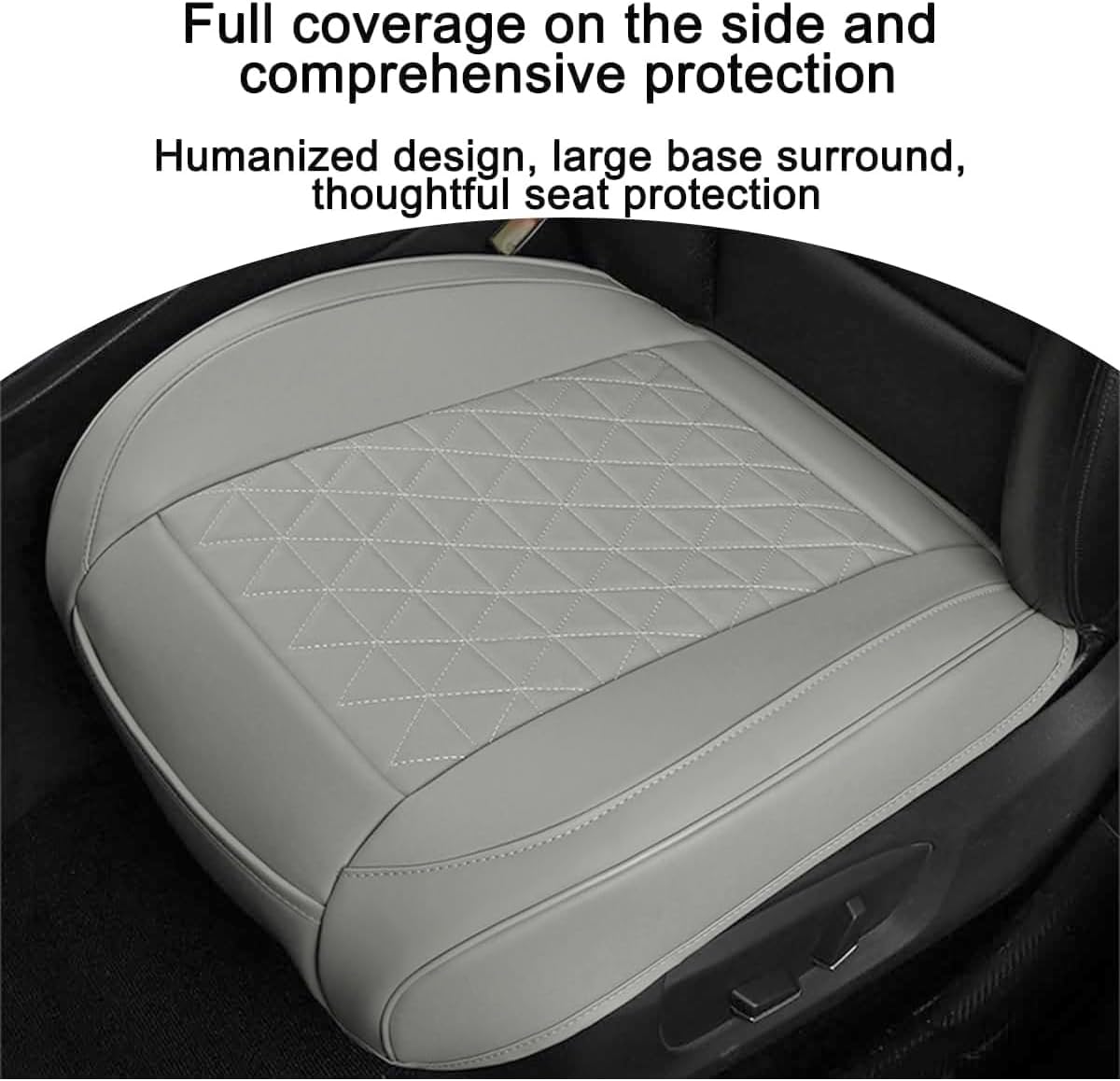2PCS Leather Car Seat Cover, Front Bottom Seat Protector Pad, Gray