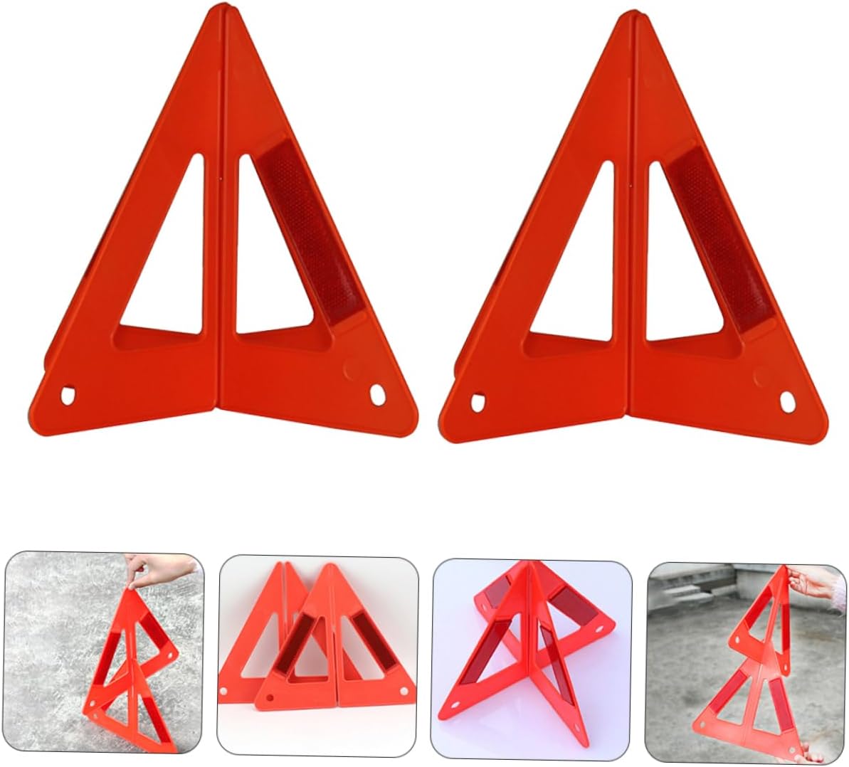 Vaguelly 2 Sets Warning Sign Car Road Safety Kit Road Safety Kit for Car Red Car Reflective Road Safety Kit Car Road Warn Kit Roadside Car Warning Tool Triangle Plastic Road Sign