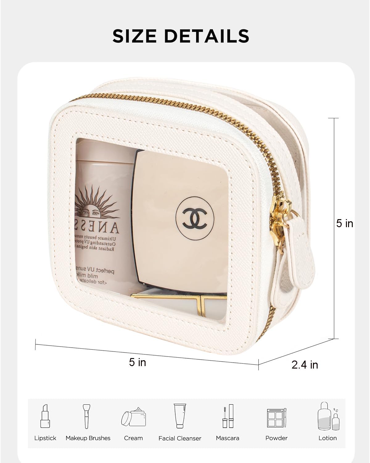 Clear Makeup Bag Small, Mini Portable Clear Makeup Bag for Purse Cute Waterproof Travel Cosmetic Case Makeup Pouch TSA Approved Toiletry Bag Women Traveling Car Organizer Car Essentials