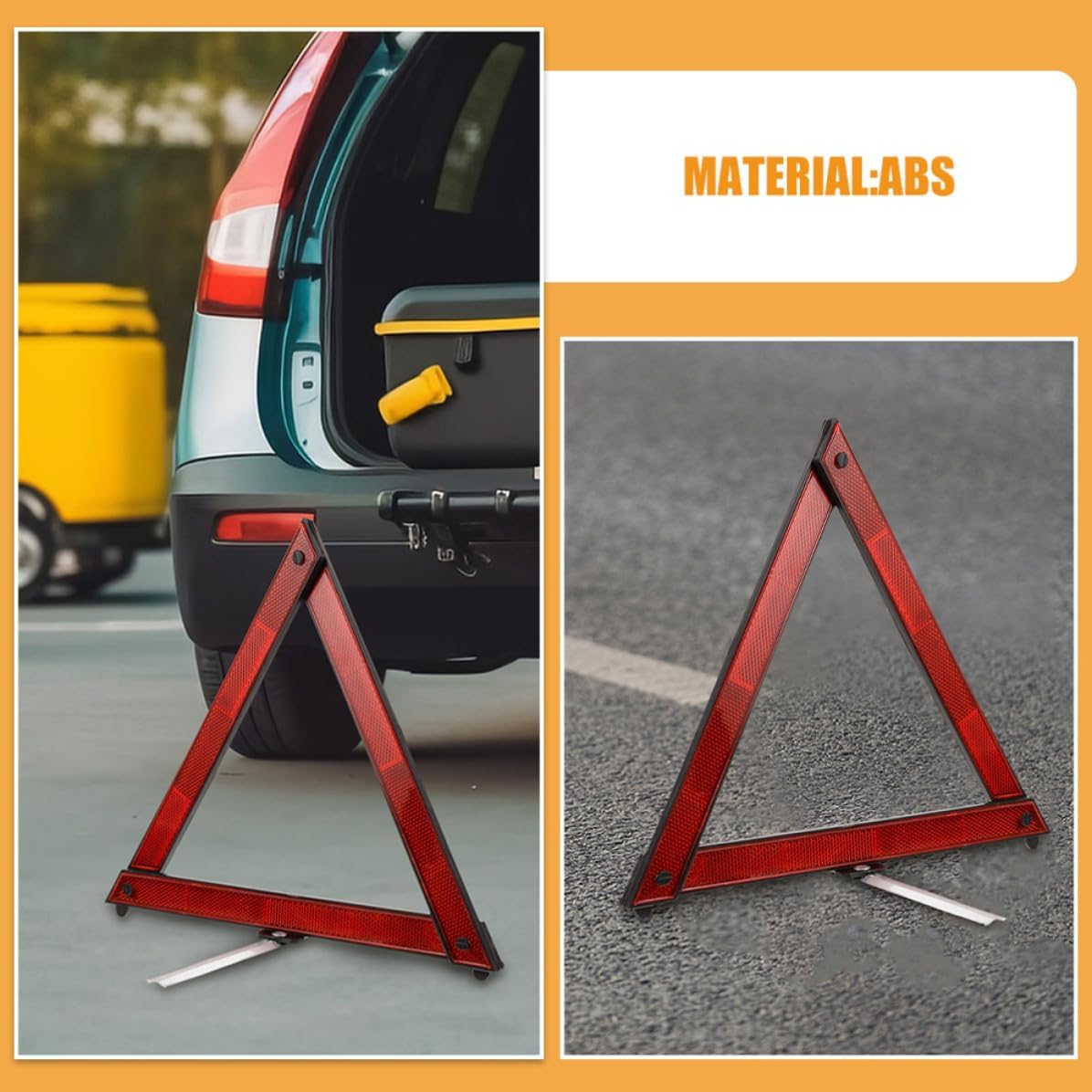 5 Pack Car Warning Triangles, Foldable ABS Reflective Roadside Safety Signs