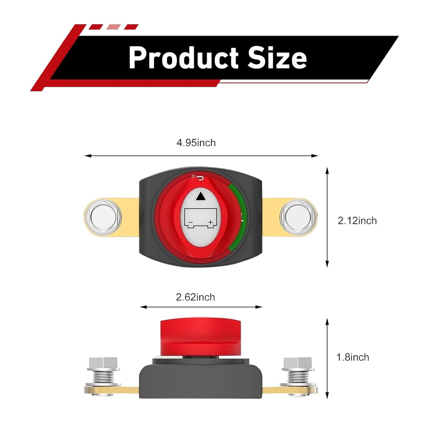 Side Post Battery Disconnect Switch, 275A 12V-48V Battery Cut Off Master Isolator, On/Off Power Kill Switch for Car Truck RV Boat Marine