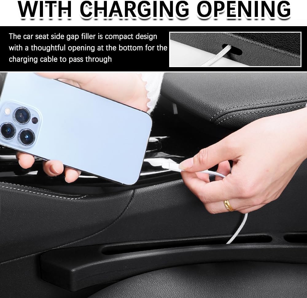 2PCS Deepened No Drop Car Seat Gap Filler Organizer