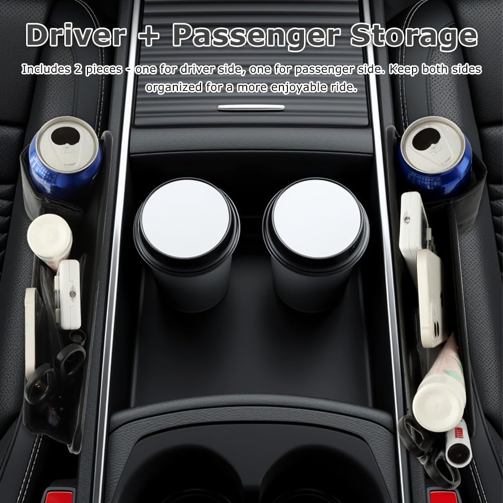 2‑Pack Anti‑Drop Car Seat Gap Filler Organizer, Leather Console Organizer