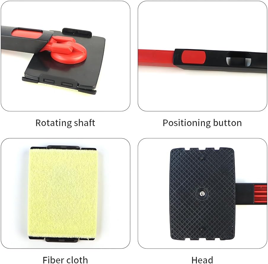 Car Windshield Cleaning Tool, Window Cleaner Microfiber Pads, Extendable Handle Glass Wiper, Interior Exterior Window Cleaning Kit, Wiper Brush for Cars and Windows, Reusable