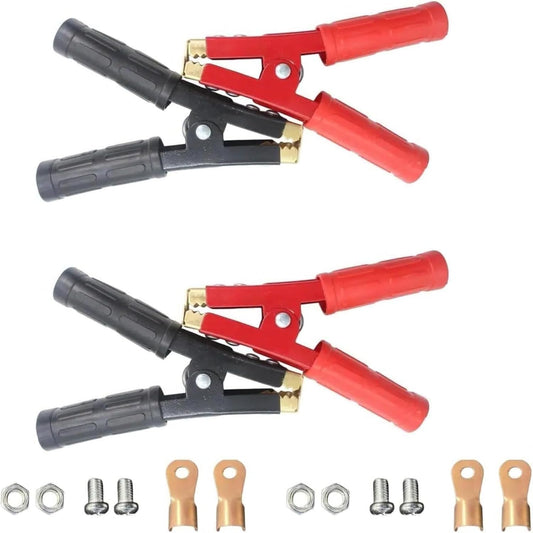 (2 Red & 2 Black) Battery Jumper Cable Clamps，Heavy Duty Car Battery Clamps Pure Copper,for Car Battery Charger Booster Cable Replacement Ends, Fits 12V-24V Auto Truck Boat Solar