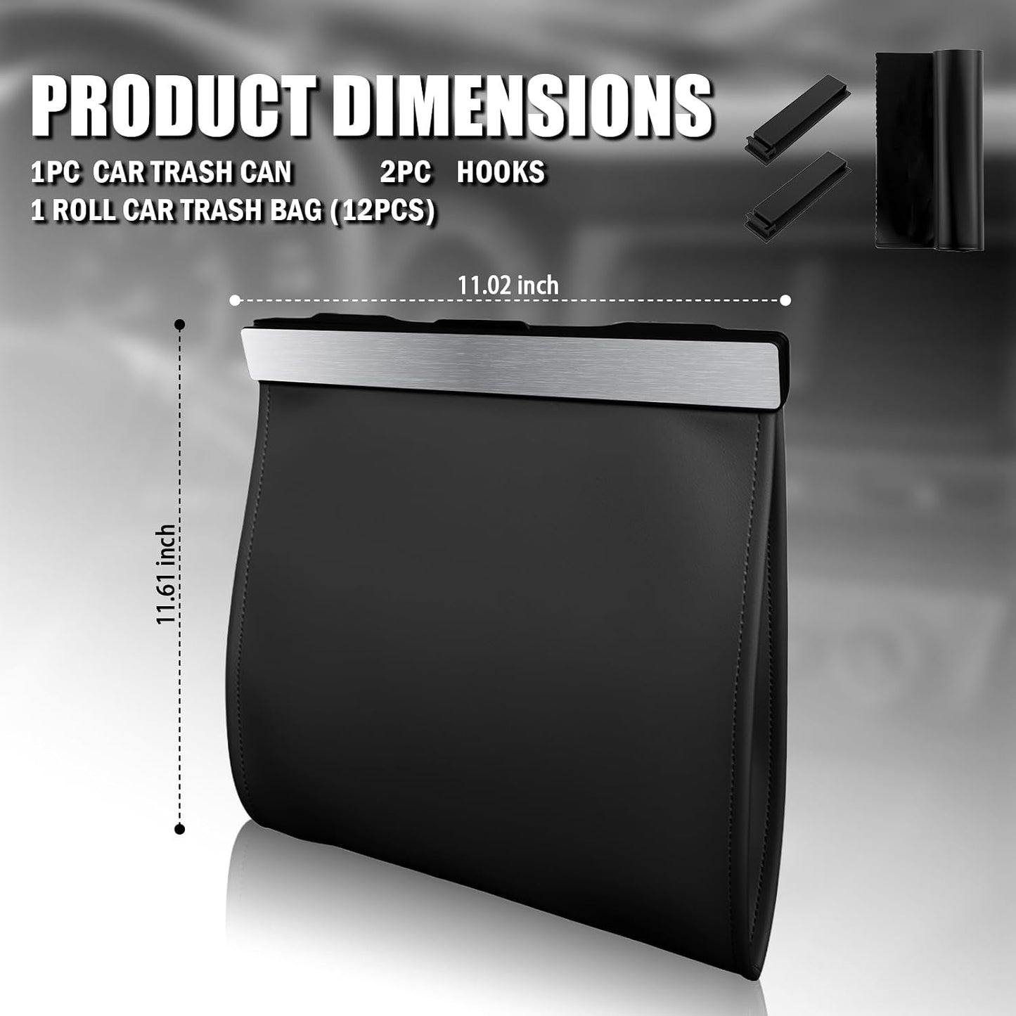 LED Car Trash Can Leak-Proof,Strong Magnetic Fast Closing Car Trash Bin as Cars Organizers and Storage,Cars Garbage Can with Automotive Trashs Bag for Backseat,Console,Door