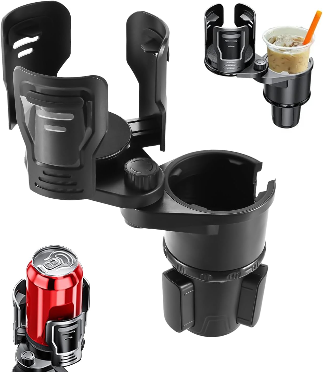 2 in 1 Expandable Cup Holder, 360° Rotating Cup Holder Expander for Car with Locking Function, All Purpose Car Cup Holder Base