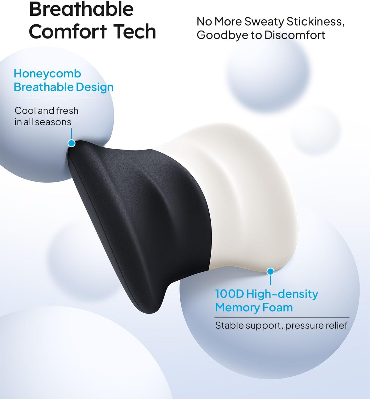 Wigoo Lumbar Support Pillow for Car-Office Chair, Black 1-Pack